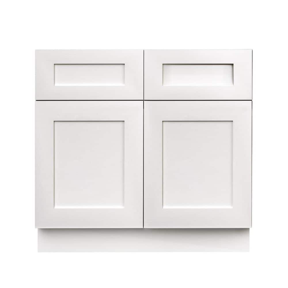 36 in. W x 24 in. D x 34 in. H Assembled Base Kitchen Cabinet in White with 2 Doors price history on PriceWatchPro