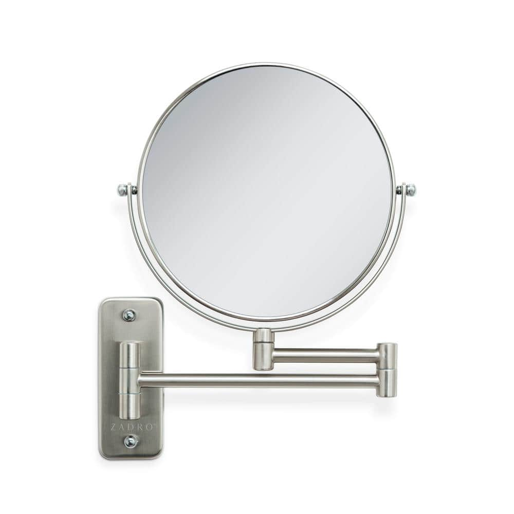 Glimmer 9 in. W x 12 in. H Round Magnifying, Lighted Wall Bathroom Makeup Mirror in Nickel