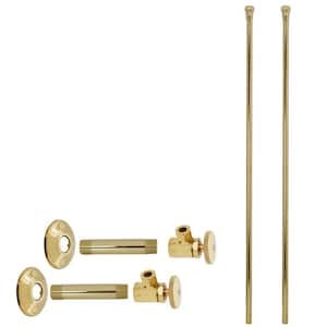 1/2 in. IPS x 3/8 in. OD x 20 in. Bullnose Dual Supply Line Kit with Round Handle Angle Shut Off Valves, Polished Brass