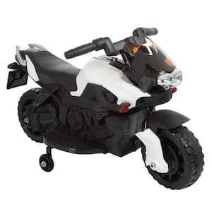 6-Volt Kids Motorcycle Electric Ride-On Toy Motorbike with Training Wheels - White