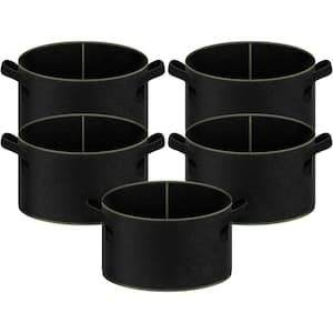VIVOSUN 15 Gallon Grow Bags 5-Pack Black Thickened Nonwoven Fabric Pots  with Handles