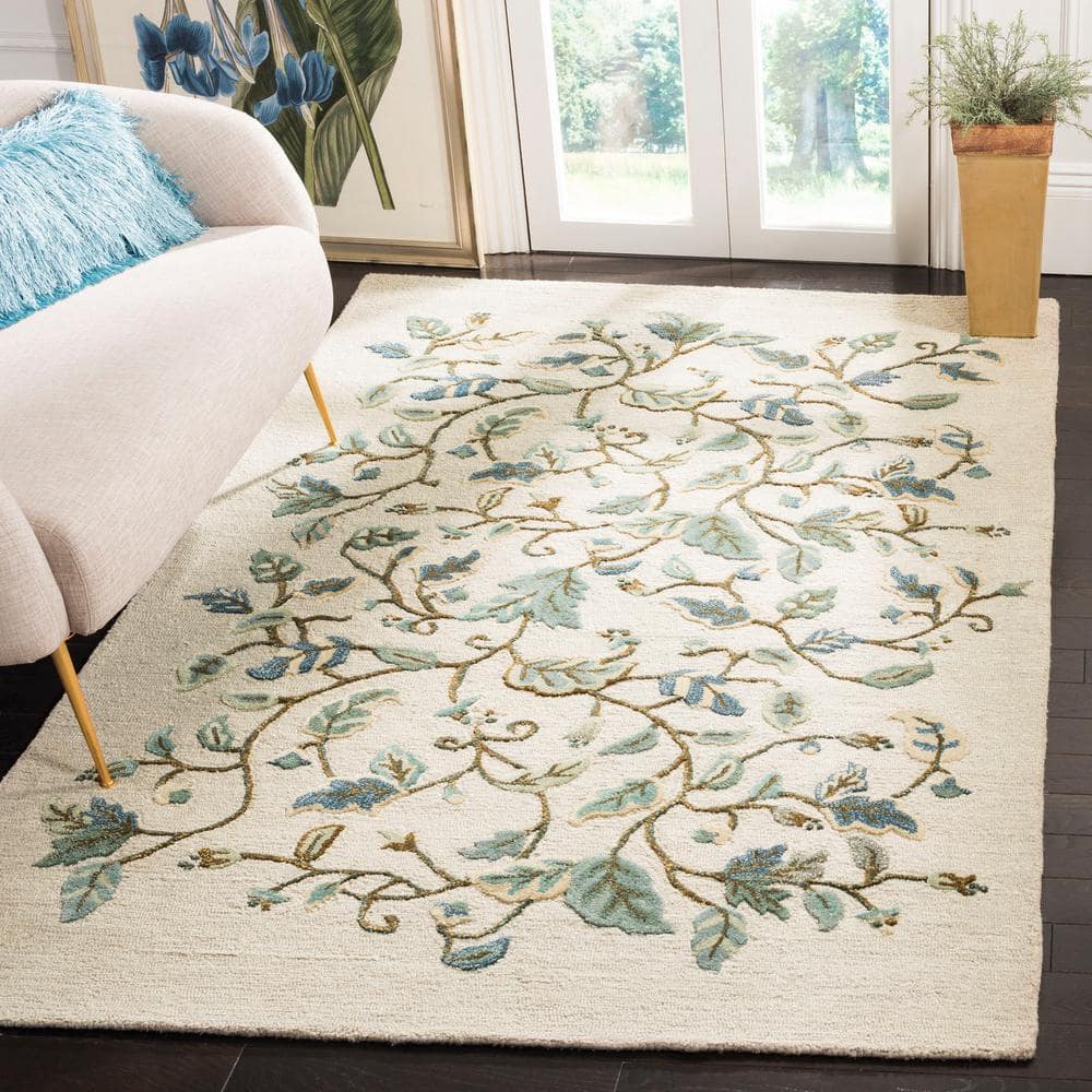Colonial Blue 8' x 10' Handmade Wool and Viscose Tufted Rug
