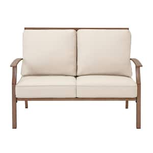 Geneva Brown Wicker Outdoor Patio Loveseat with Bare Cushions