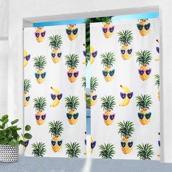 Pro Space Outdoor Curtains for Patio Pineapple & Banana Printed 50 in.Wx 84 in.L(1 Panel)