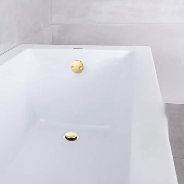 Wudkey 1-Piece Bathtub Drain Tip Toe Tub Trim Set, 2 Hole Overflow