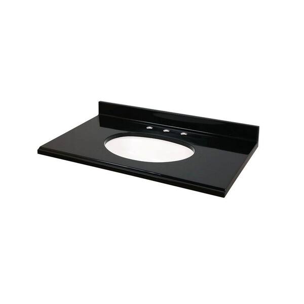 St. Paul 37 in. Colorpoint Composite Vanity Top in Black with White Under-Mount Bowl