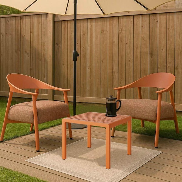 Verra 3-Piece Orange Plastic and Steel Outdoor Bistro Set Frame