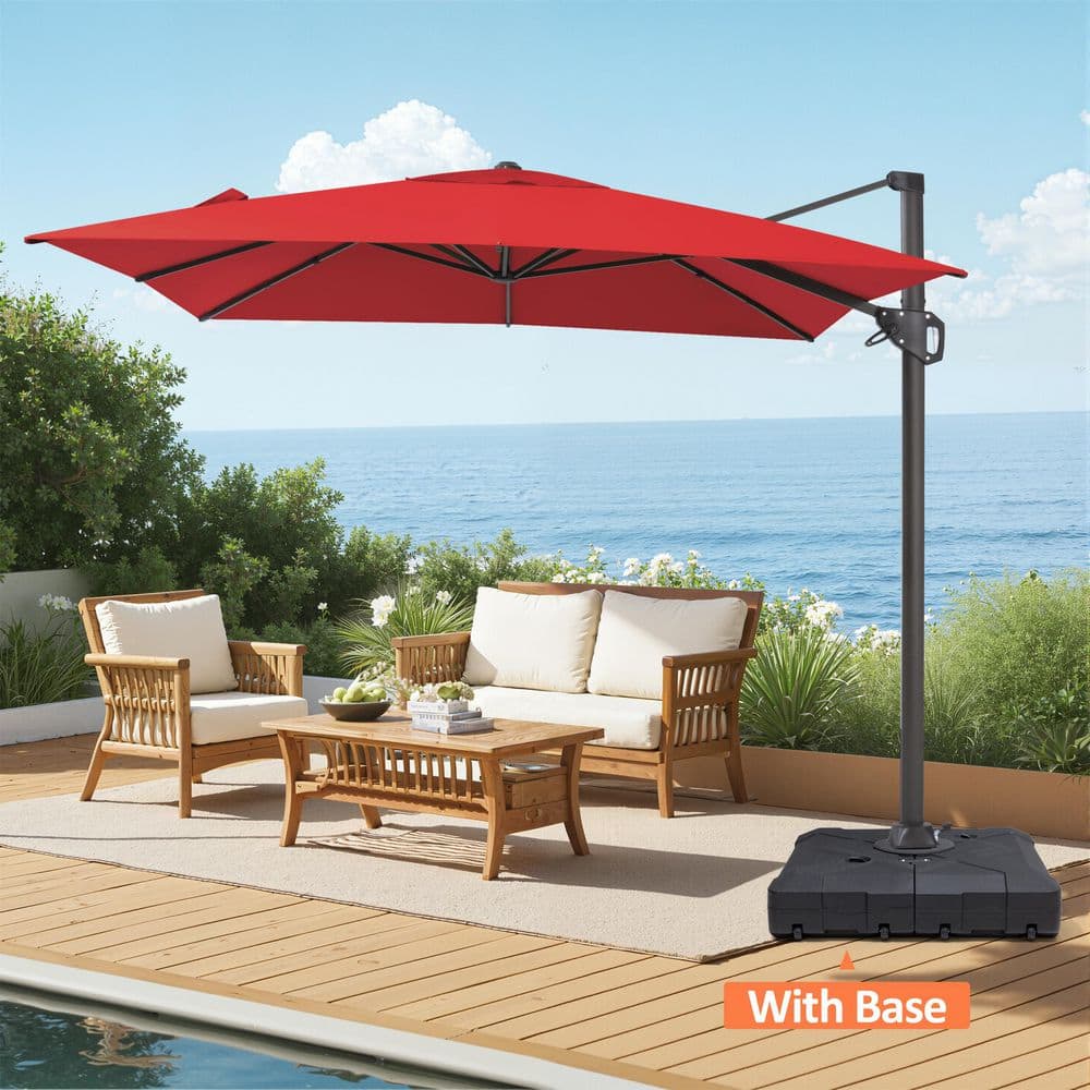 11.5 ft. x 9 ft. Aluminum Cantilever Offset 360° Swivel Adjustable Canopy Tilt Patio Umbrella in Red with 260 lbs. Base price history on PriceWatchPro