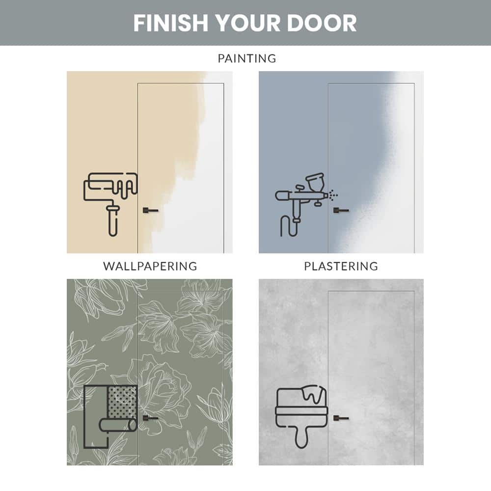 Primed White Solid Core Frameless Left-Handed Interior Door