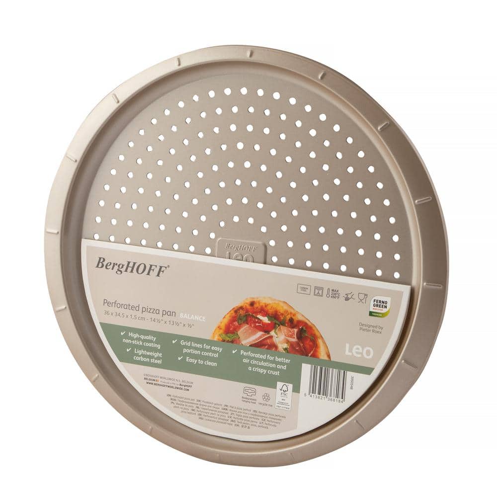 BergHOFF 12.5" Brass Non-stick Carbon Steel Perforated Pizza Pan
