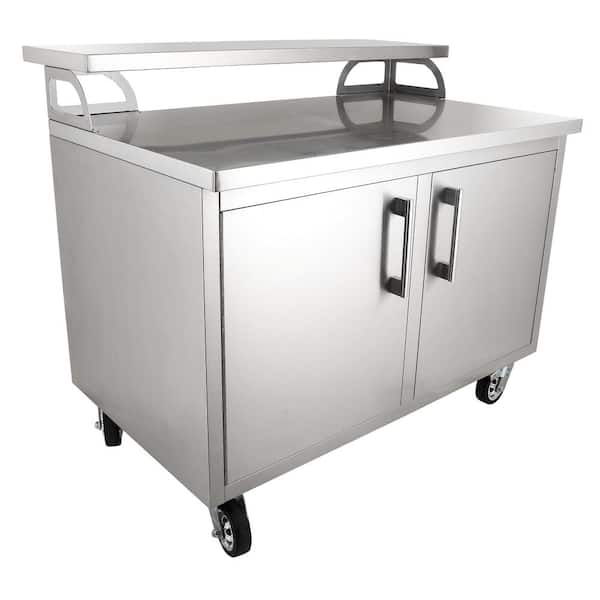 Stainless Steel 42 in. x 43 in. x 28 in. Portable Outdoor Kitchen Cabinet and Patio Bar