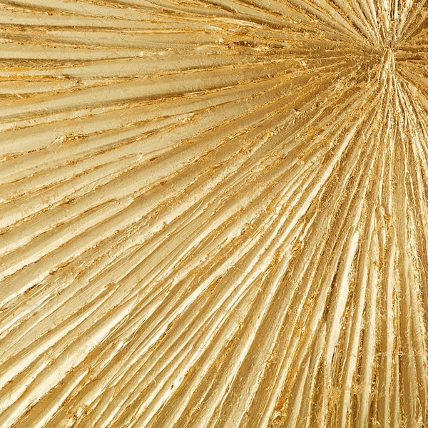 Contemporary Sunburst Unframed Gold Hand Painted Dimensional Resin
