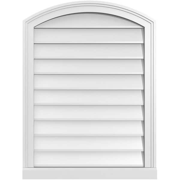 Ekena Millwork 24 in. x 32 in. Arch Top Surface Mount PVC Gable Vent: Functional with Brickmould Sill Frame
