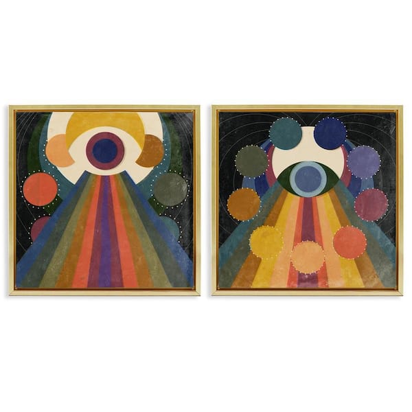 Stupell Industries Spiritual Eye Boho Shapes by Victoria Barnes 2 Pieces Gold Floater Frame Religious Graphic Art Print 18 in. x 18 in.