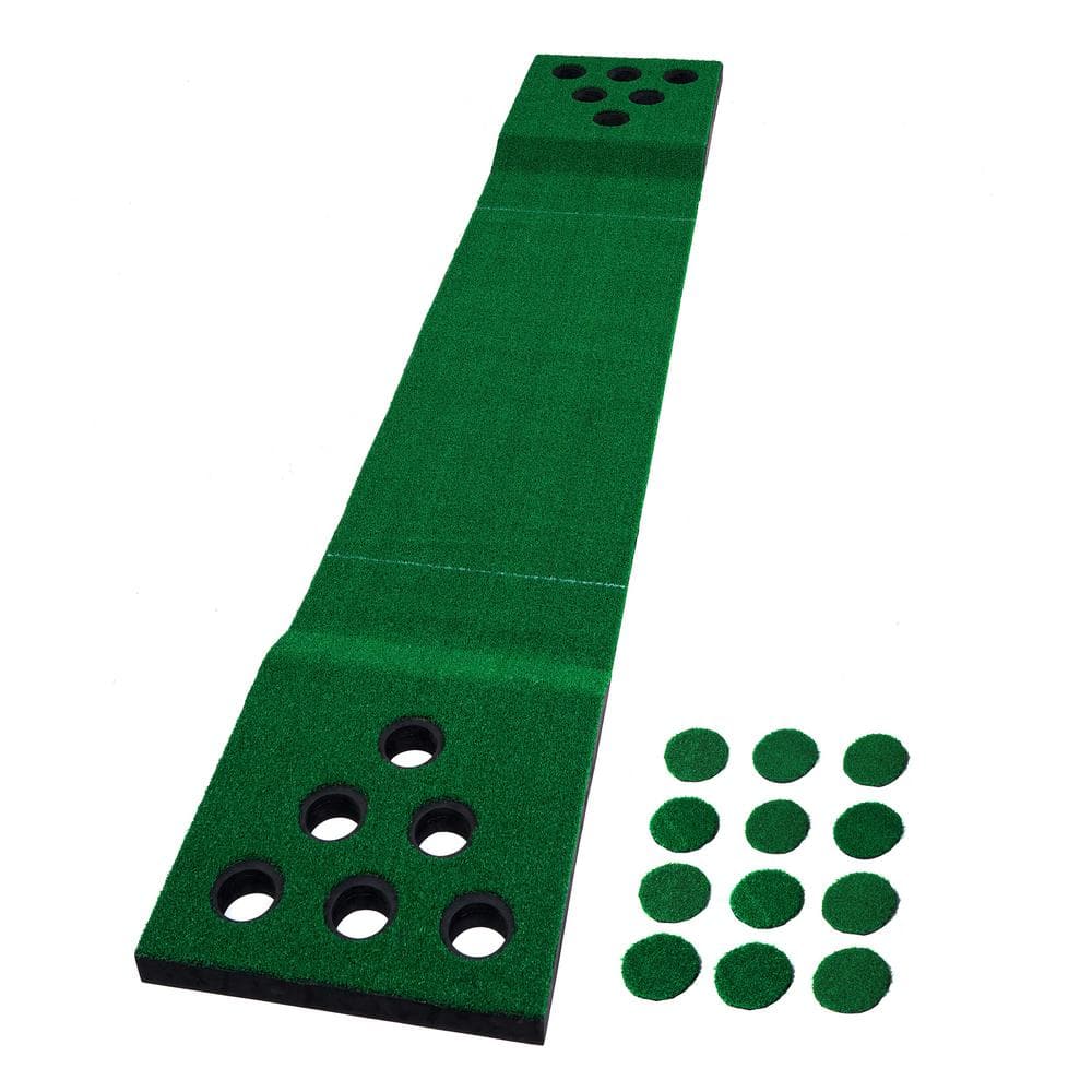 Big Sky Company - Pong Golf Putting Mat Game with 12 Cup Covers - Portable Putting Green with Non-Slip Bottom for Outdoor Games - Green