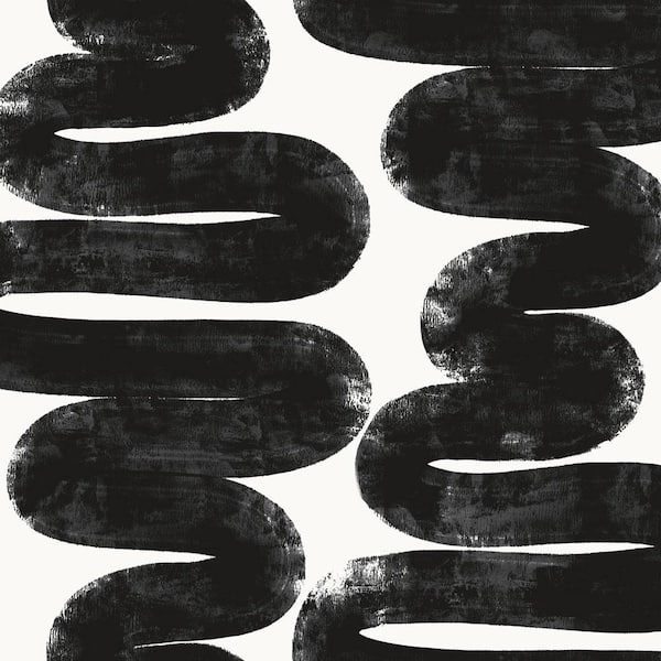 Bobby Berk Wiggle Room White and Black Peel and Stick Wallpaper Sample