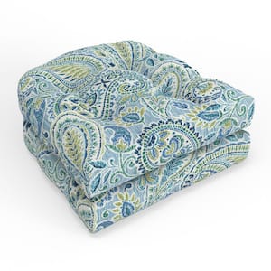 Paisley 19 in. W x 5 in. D Outdoor Square Tufted Wicker Seat Cushion 2 Count 19 in. x 19 in. Blue Arctic Stone