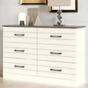 Elis Ivory with Knotty Oak 6 Drawer Dresser (47.2 in. W x 15.7 in. D x 31.5 in. H)