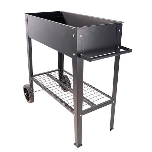 Jushua 33 in. x 14.1 in. x 31.5 in. Elevated Garden Bed, Metal Elevated Outdoor Flowerpot Box, Grey