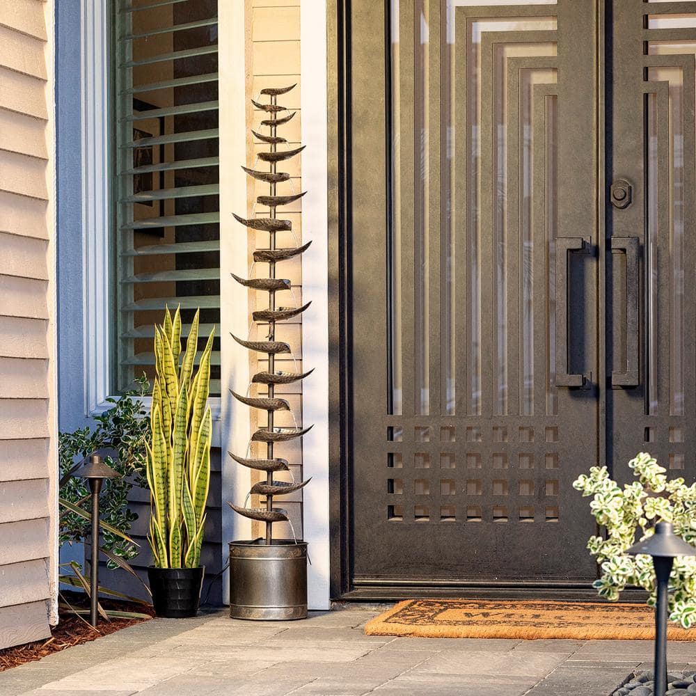 Alpine Bronze 70" Tiered Iron Leaf Fountain