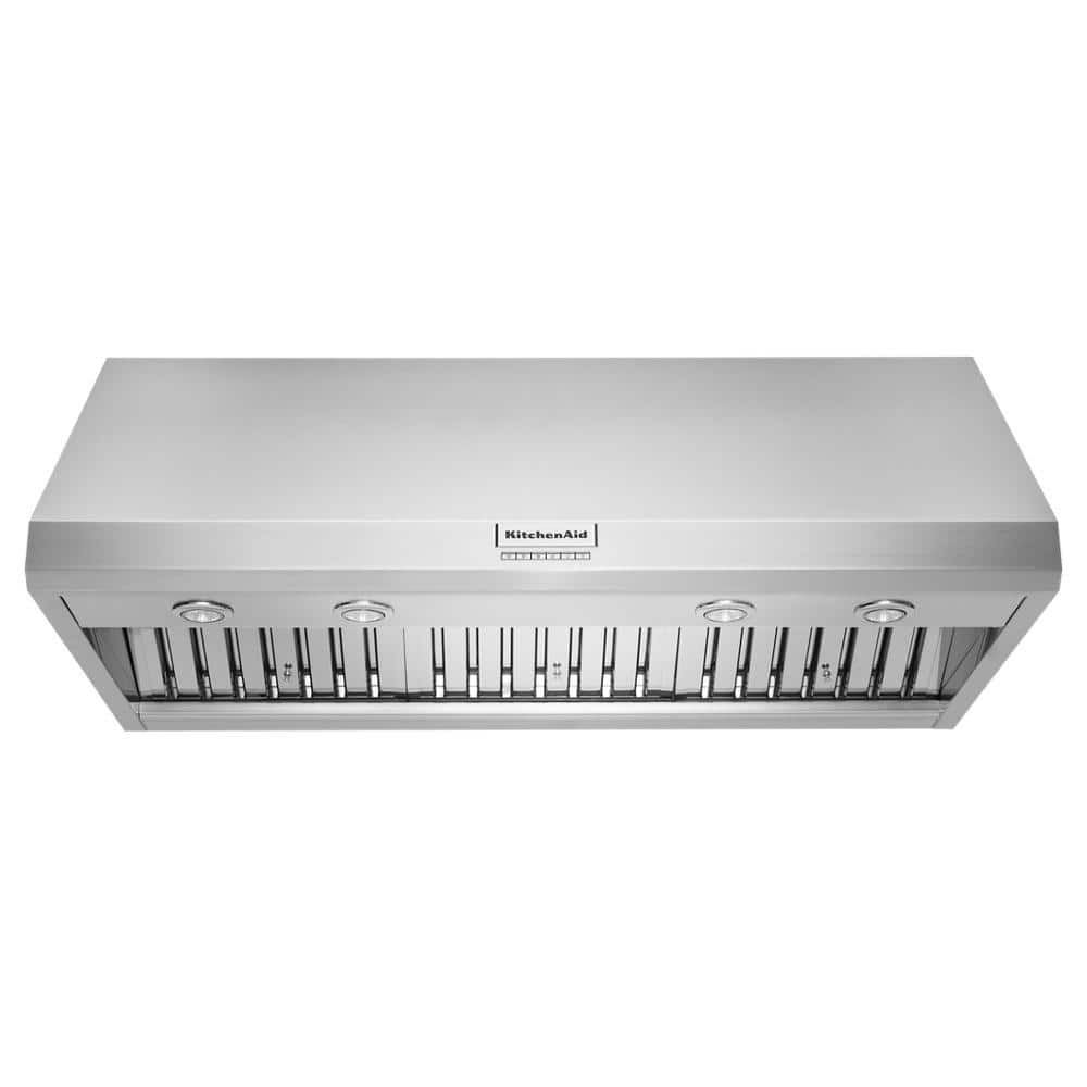 KitchenAid 48 in. Commercial Style Wall Mount Canopy Range Hood in Stainless Steel, Silver