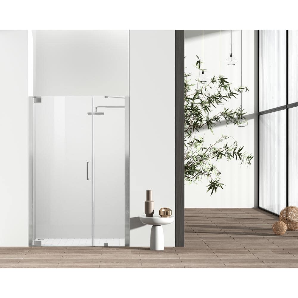 Simply Living 48 in. W x 72 in. H Semi-Frameless Hinged Shower Door in Brus