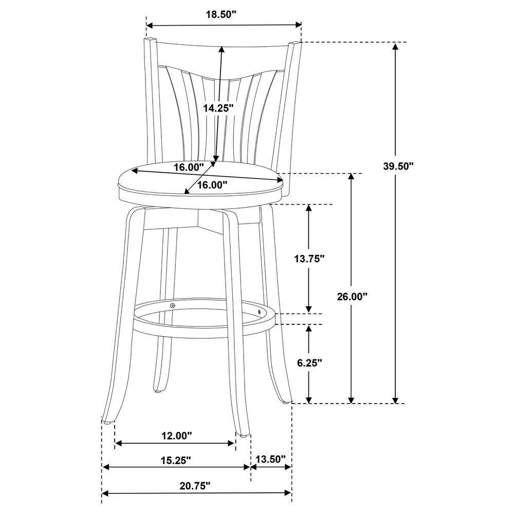 Transitional Brown Swivel Counter Stool with Faux Leather Seat