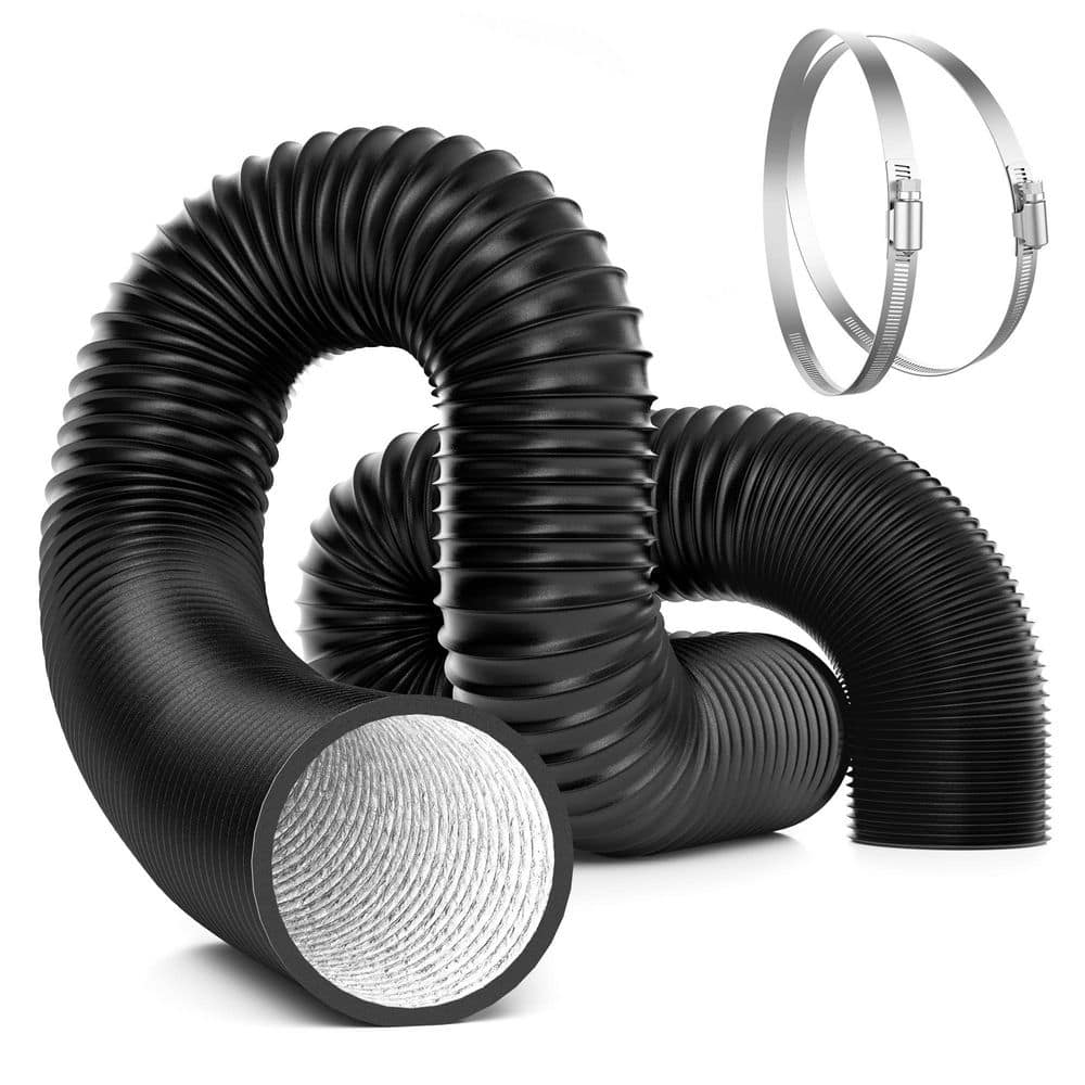 6 in. 25 ft. Flexible Aluminum Ducting Vent Kit Dryer Hose Black Aluminum 1-Pack with 2 Clamps price history on PriceWatchPro