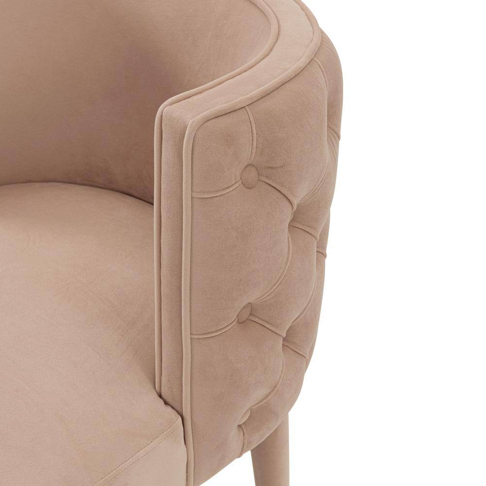 Blush Velvet Tufted Upholstered Dining Chair with Gold Tips
