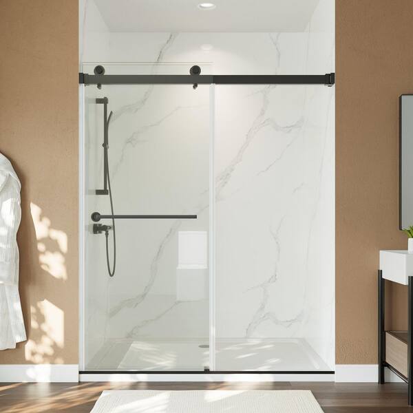 JimsMaison 55-59 in. W x 72 in. H Sliding Frameless Shower Door in