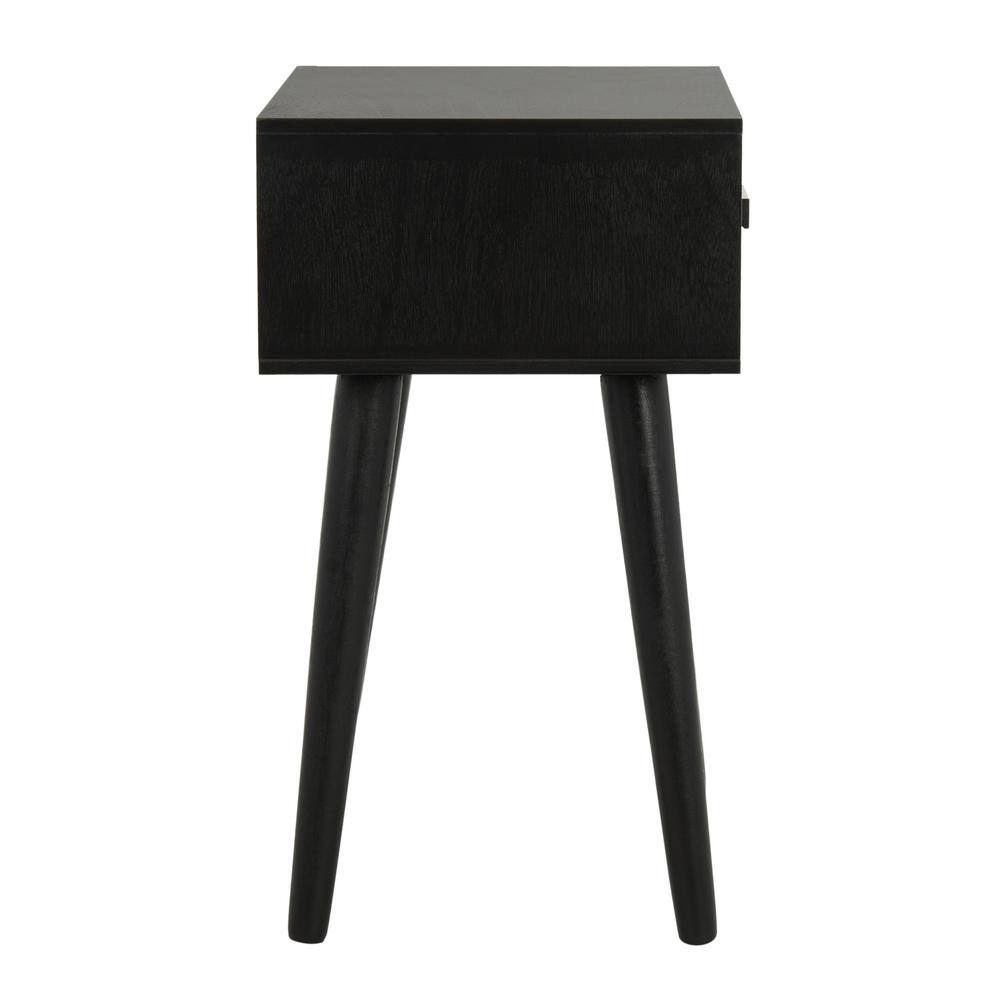 Lyle Transitional Black Pine Wood Rectangular Side Table with Storage