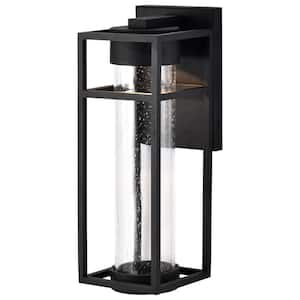 Ledges Matte Black Aluminum Hardwired Outdoor Wall Lantern Sconce with Integrated LED