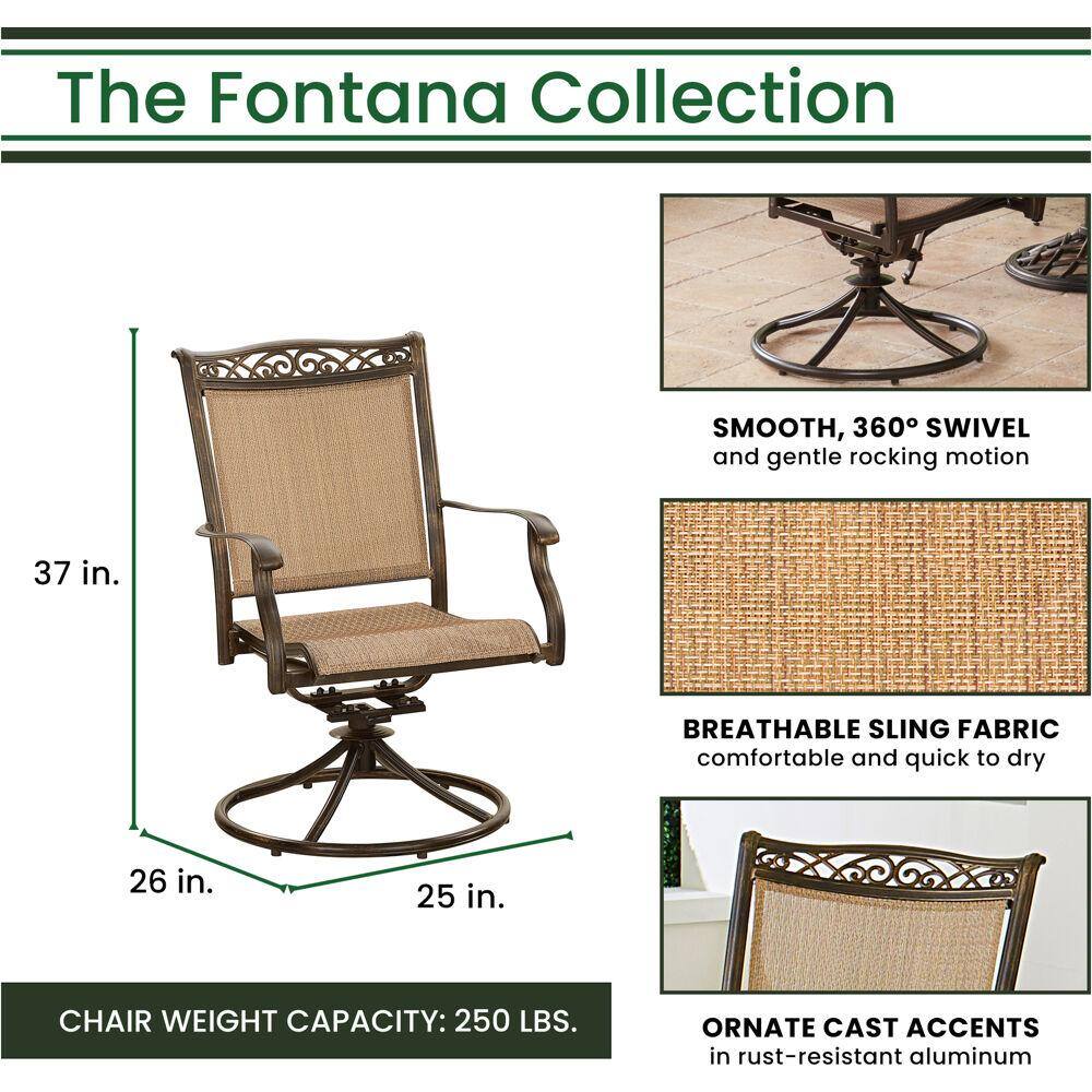 Fontana 9-Piece Bronze Outdoor Dining Set with Swivel Rockers