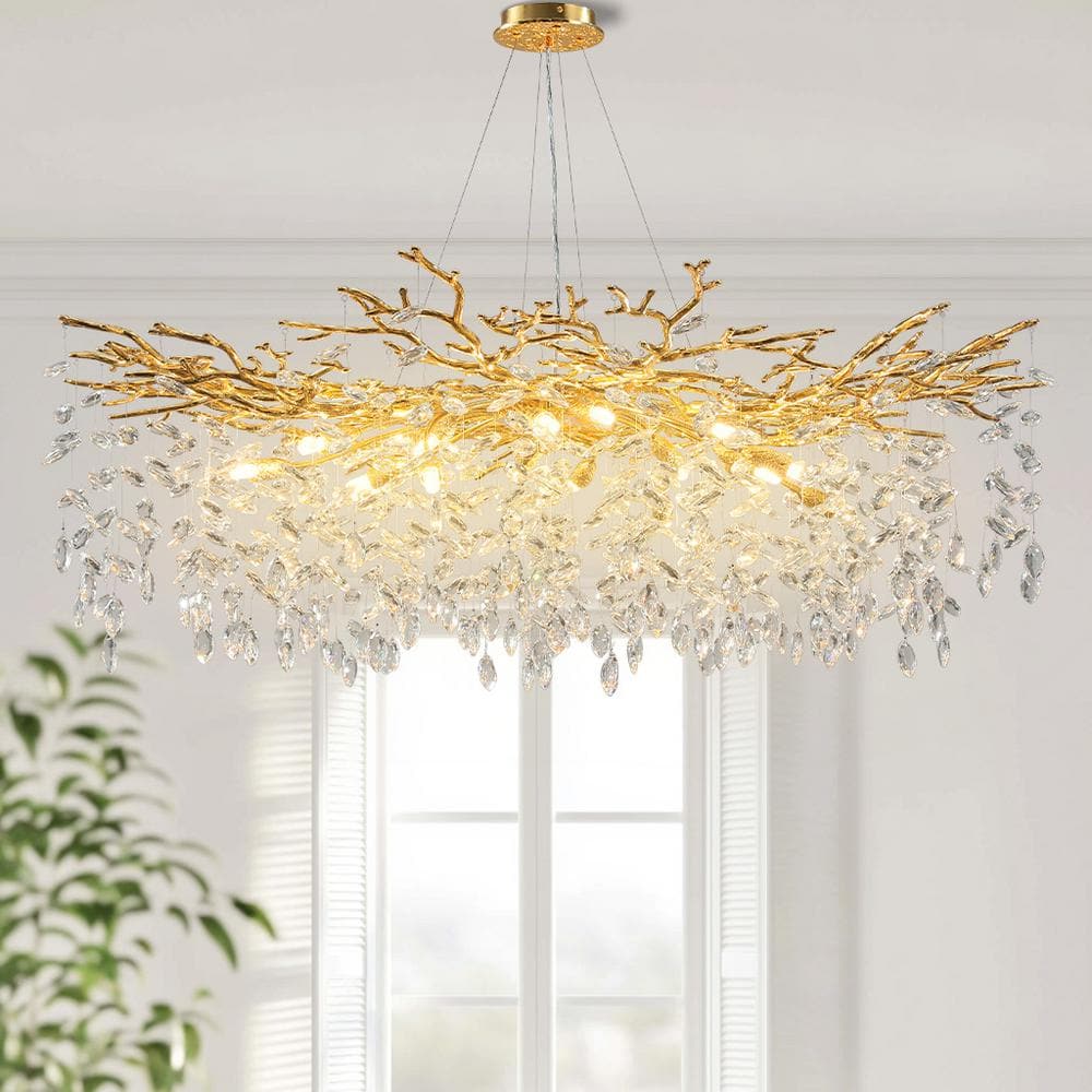 Modern Chandelier 47.2 in. 18-Lights Gold Crystal Globe Chandelier for Dining Room, Living Room, Kitchen Island, Foyer price history on PriceWatchPro