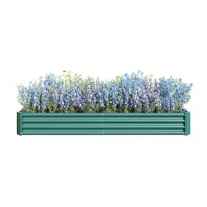 Large 92 in. L Green Metal Rectangular Outdoor Raised Garden Bed Vegetables Flowers Planter Bed (1-Pack)