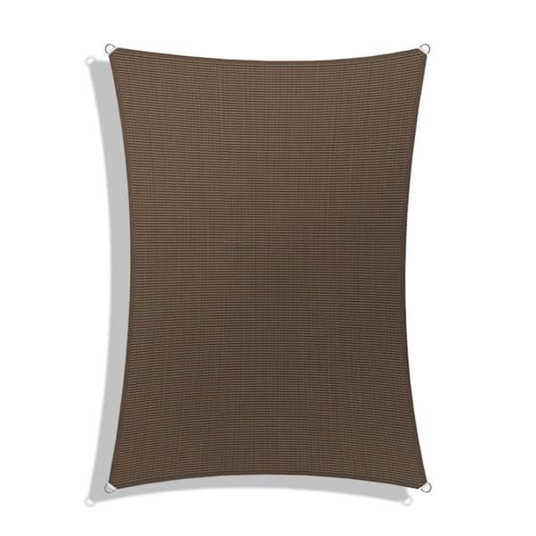 12 ft. x 14 ft. HDPE Sun Shade Sail Rectangle Canopy Shades for Outdoor Patio Pergola, Blockage 95% UV Resistant, Brown
