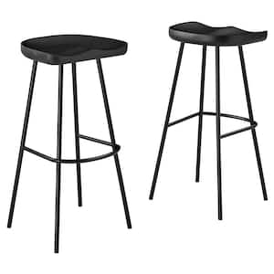 Concord 31.5 in. in Black Backless Wood Bar Stools - Set of 2
