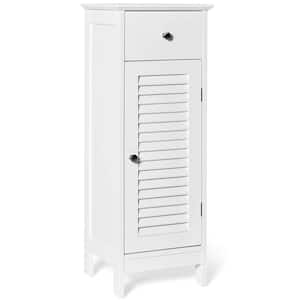 13 in. W x 12 in. D x 34.5 in. H Freestanding Linen Cabinet in White with Drawer and Shutter Door