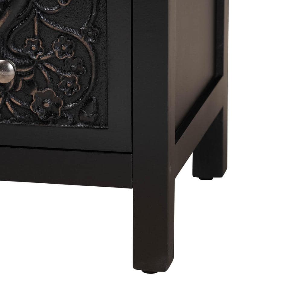 Yelena Traditional Black Wood 3-Drawer Storage Cabinet