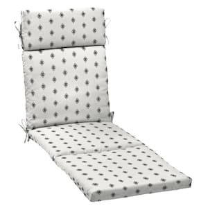 21 in. x 72 in. Outdoor Chaise Lounge Cushion in Black and White Diamond