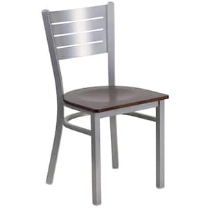 Hercules Walnut Wood Seat/Silver Frame Side Chair