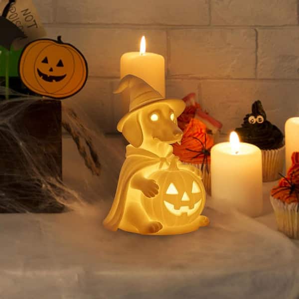 Halloween Glowing Dachshund & French Bulldog Ghost Dog Figurine