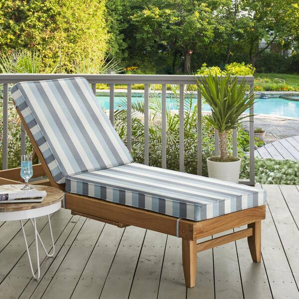 Sunbrella striped chaise lounge cushions discount