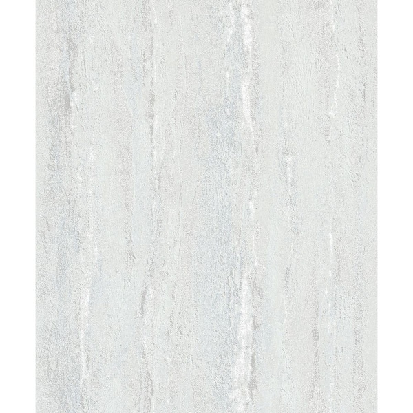 City Romance Collection Off-White Vertical Worn Plaster Metallic Finish Vinyl on Non-Woven Non-Pasted Wallpaper Roll