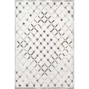 Magen Moroccan Machine Washable Light Gray 8 ft. x 9 ft. Traditional Area Rug