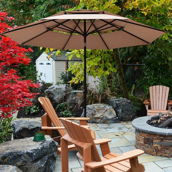 10 ft. Aluminum Market Tilt Patio Umbrella in Beige