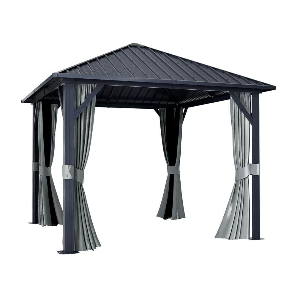 Sizzim 10 Ft. X 10 Ft. Outdoor Galvanized Steel Roof Gazebo, Aluminum 