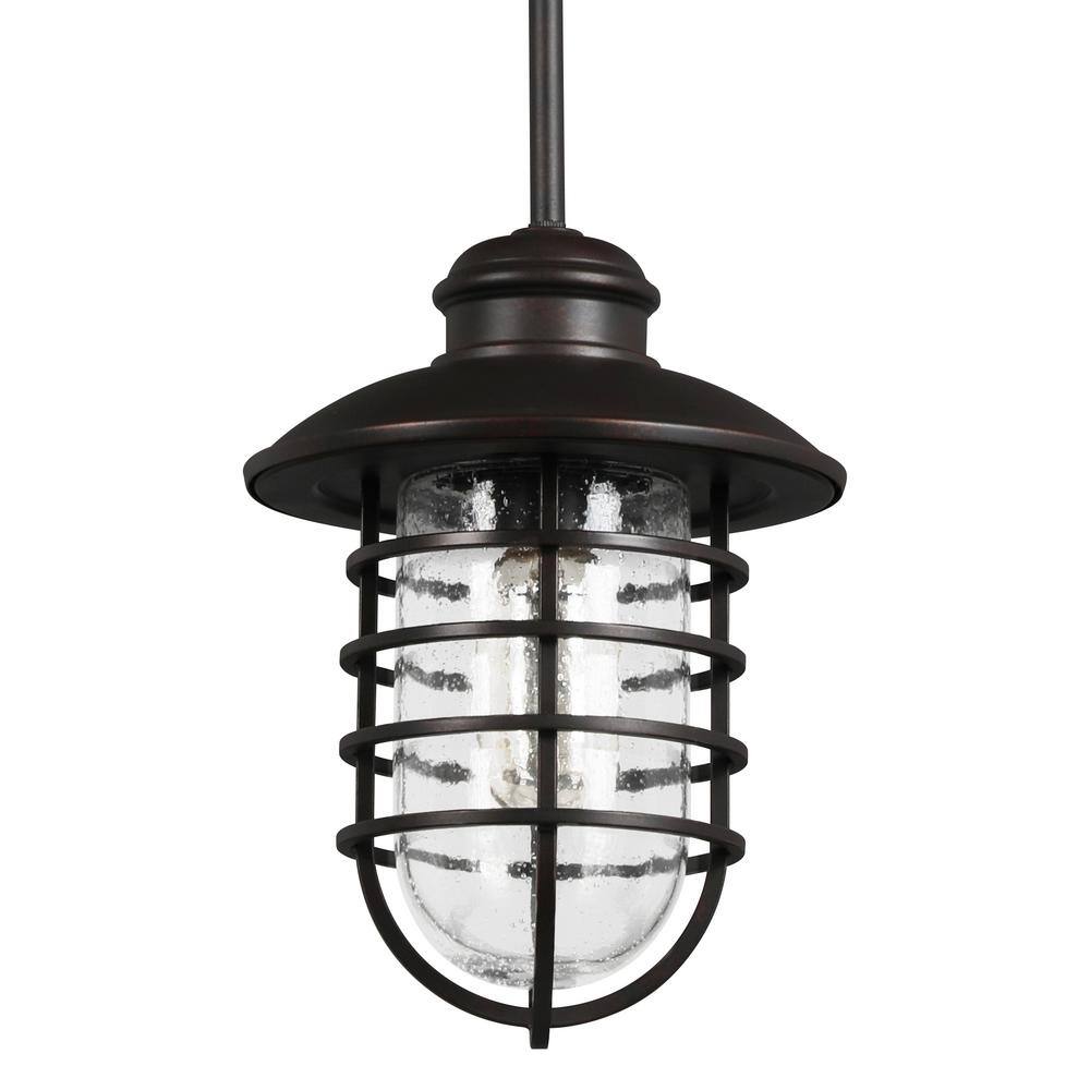 Bronze Industrial Mini Pendant Light with Clear Glass Shade