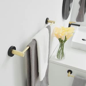 Bathroom Hardware Set 5-Piece Bath Hardware Set with Towel Bar, Robe Hook, Toilet Paper Holder in Black and Gold