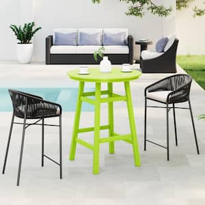 Laguna 35 in. Round HDPE Plastic All Weather Bar Height High Top Bistro Outdoor Bar Table in Lime